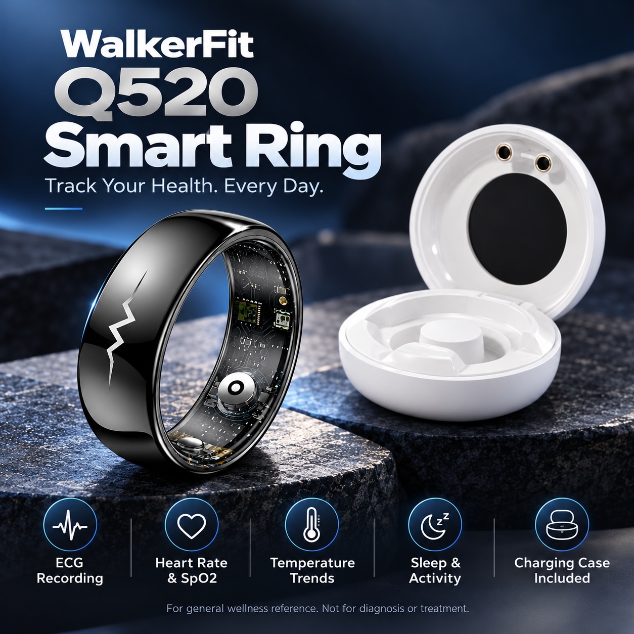 Health Wellness - WalkerFit Q520 Fitness Tracker Ring with